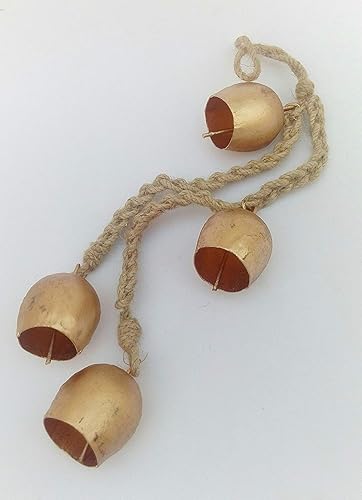 Miniatura 3 de Siddhivinayak Overseas Wrought and Cast Iron Swiss Cow Bell Wind Chime (Small, Brown)