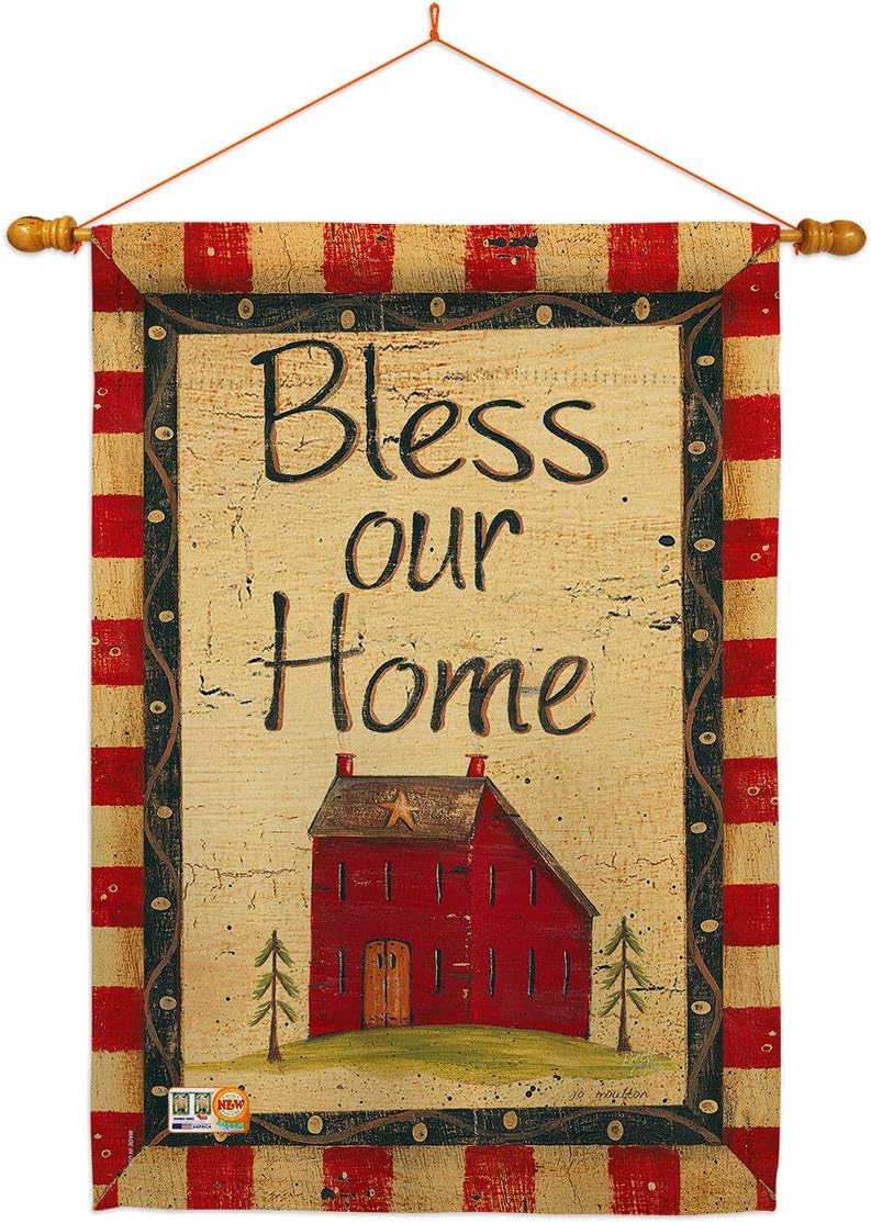 Bless Our Home House Flag Country Living Primitive Farm Western Barn American Rustic Cowboy Rural Ranch Small Decorative Gift Yard Banner Made In USA 28 X 40