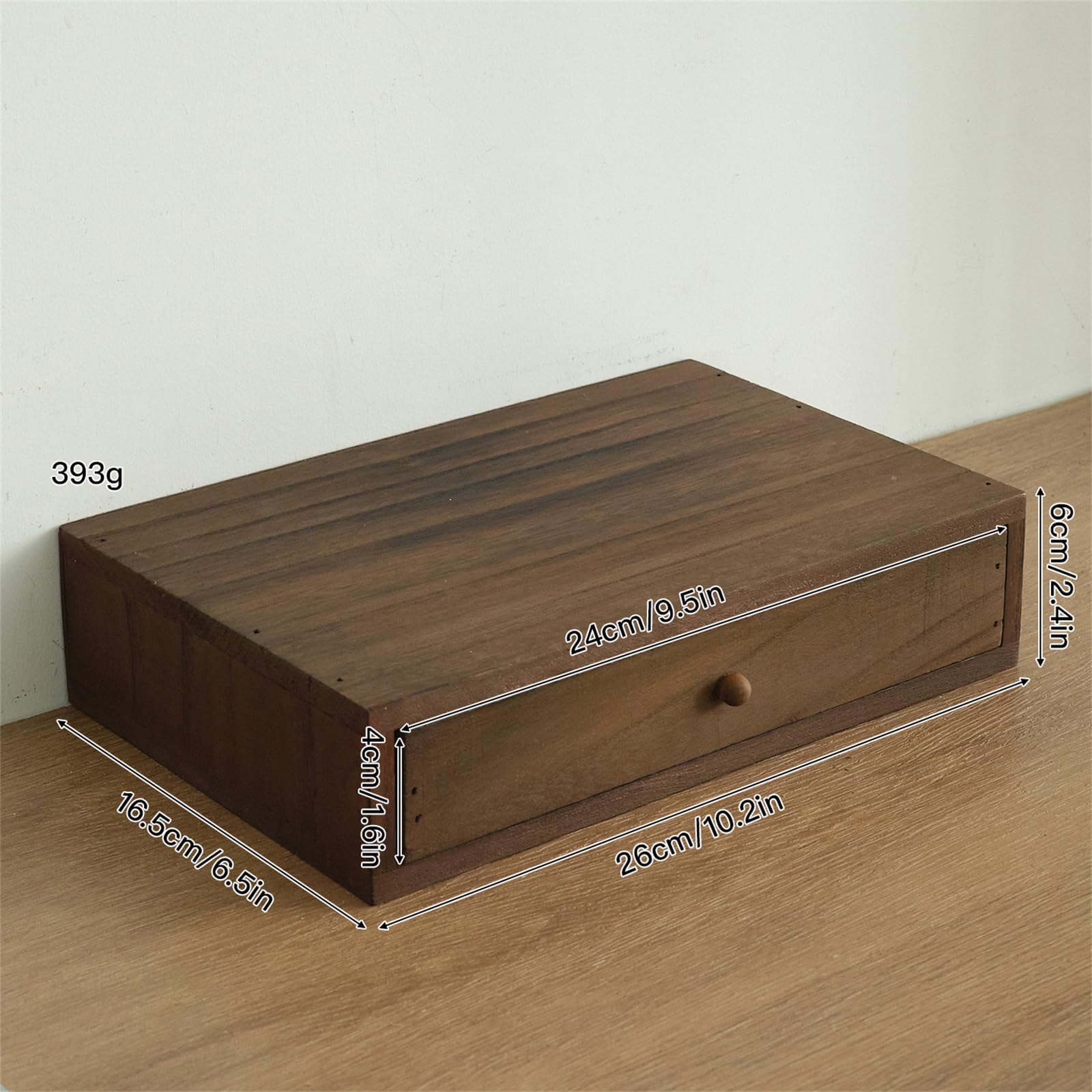 Scatola da scrivania in legno con scomparti multipli, pratico organizer da scrivania in legno per libreria o piano di lavoro, agenda da ufficio in legno