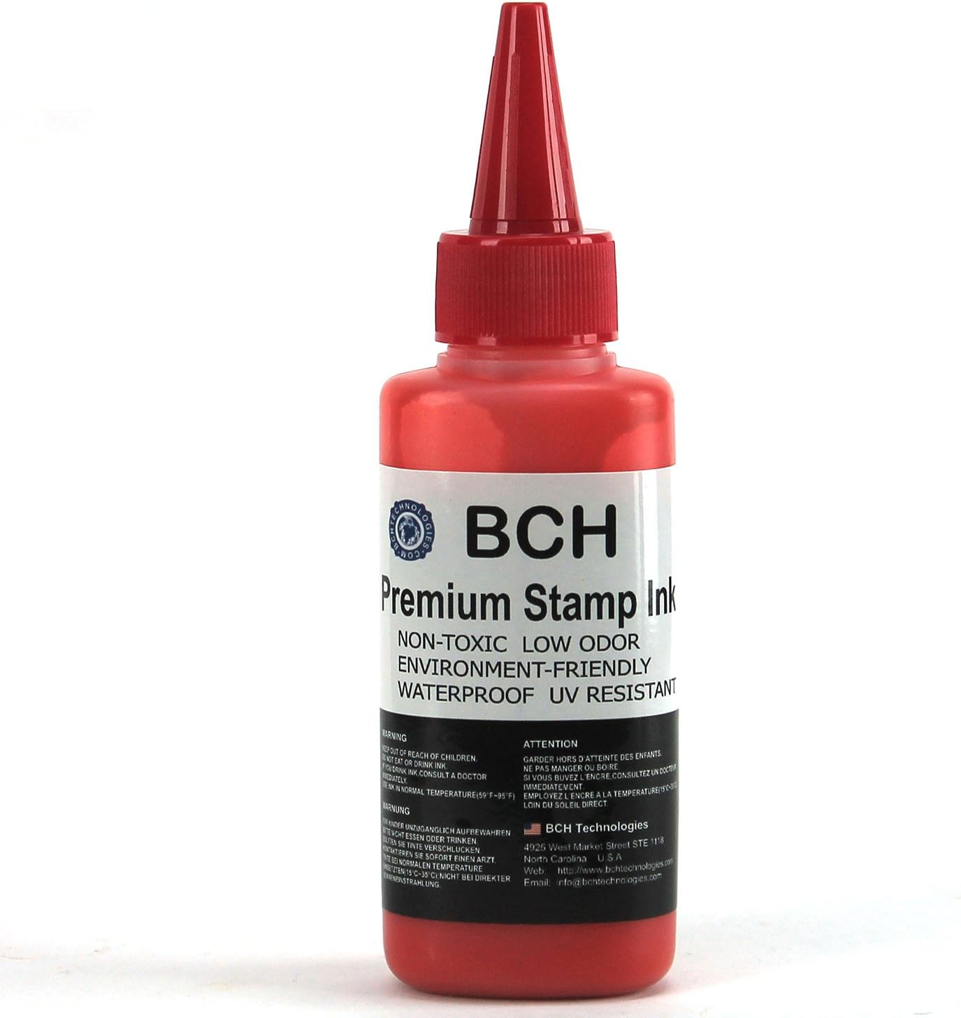 Red Stamp Ink Refill - Premium Grade - 2.5 oz (75 ml) Ink Per Bottle