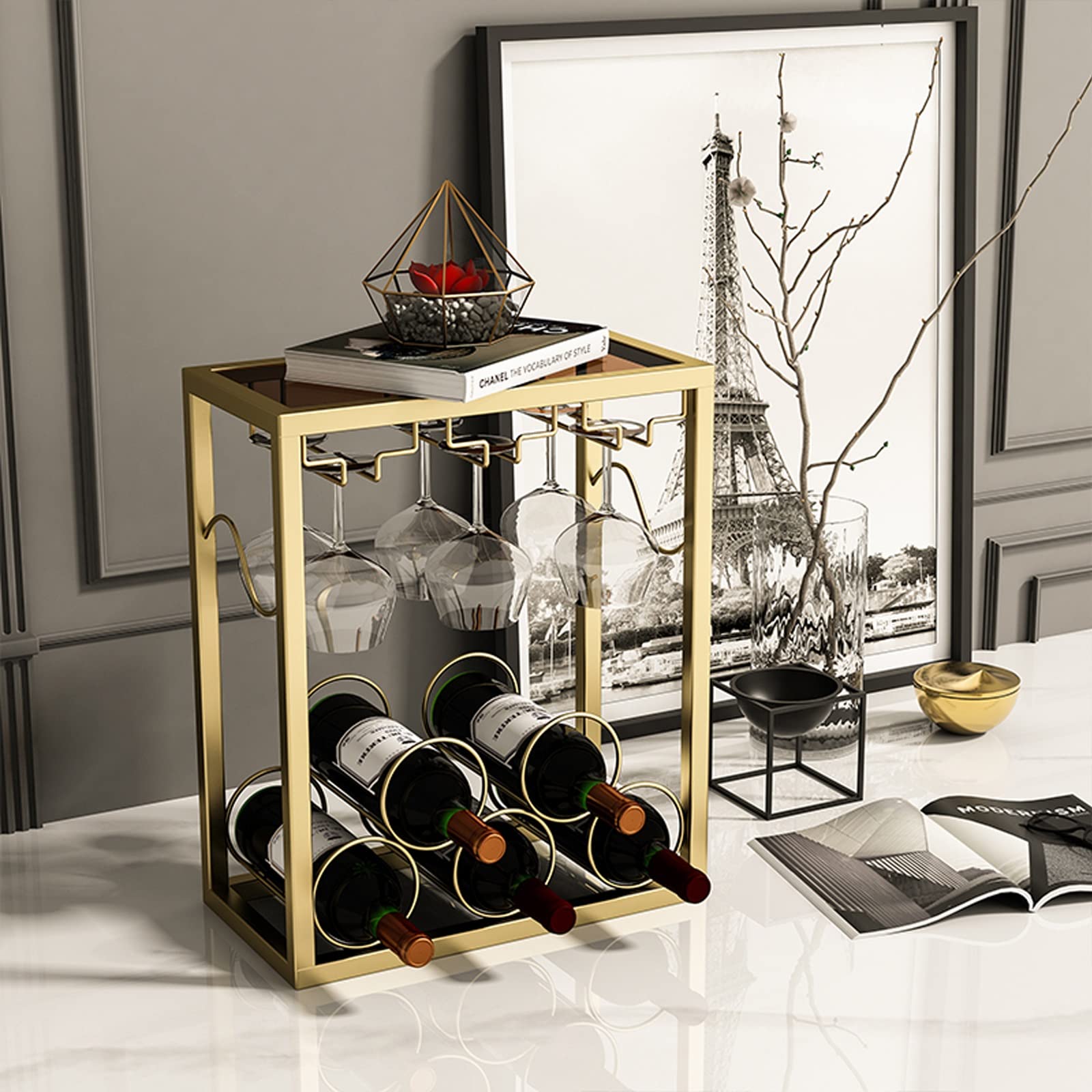 Porte-verres à vin suspendus DASHADAO en acier inoxydable pour cuisine moderne