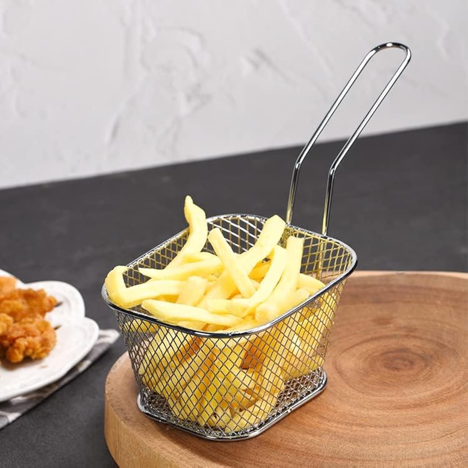 Stainless Steel Chips Fry Baskets Potatoes Chips French Fries Mini Fry Square Basket Strainer Fryer Serving Kitchen Cooking Tools-image-3