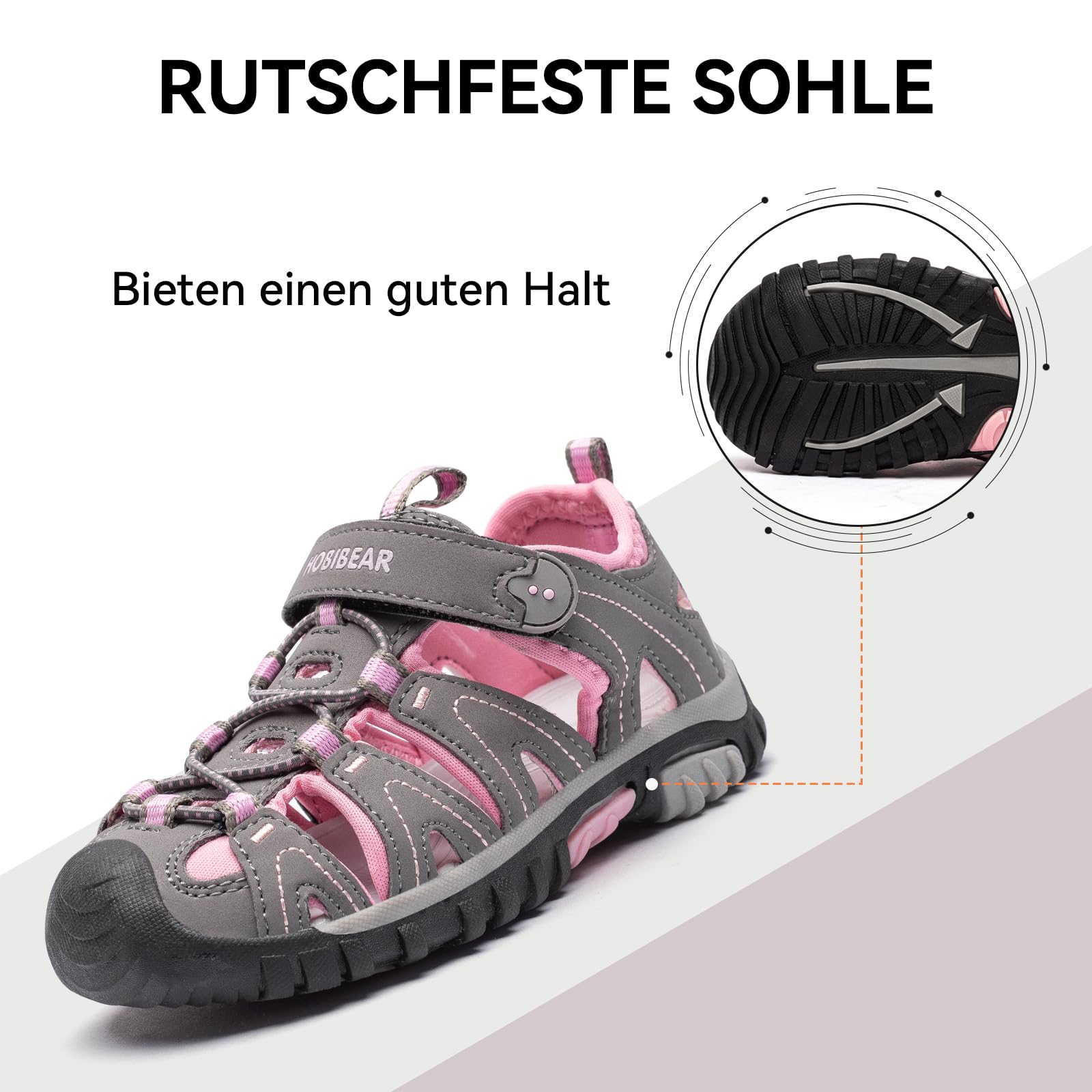 HOBIBEAR Sandales Randonnée Enfants Garçons/Filles - Chaussures Sport Été Respirantes Antidérapantes à Bout Fermé (Trekking Outdoor)