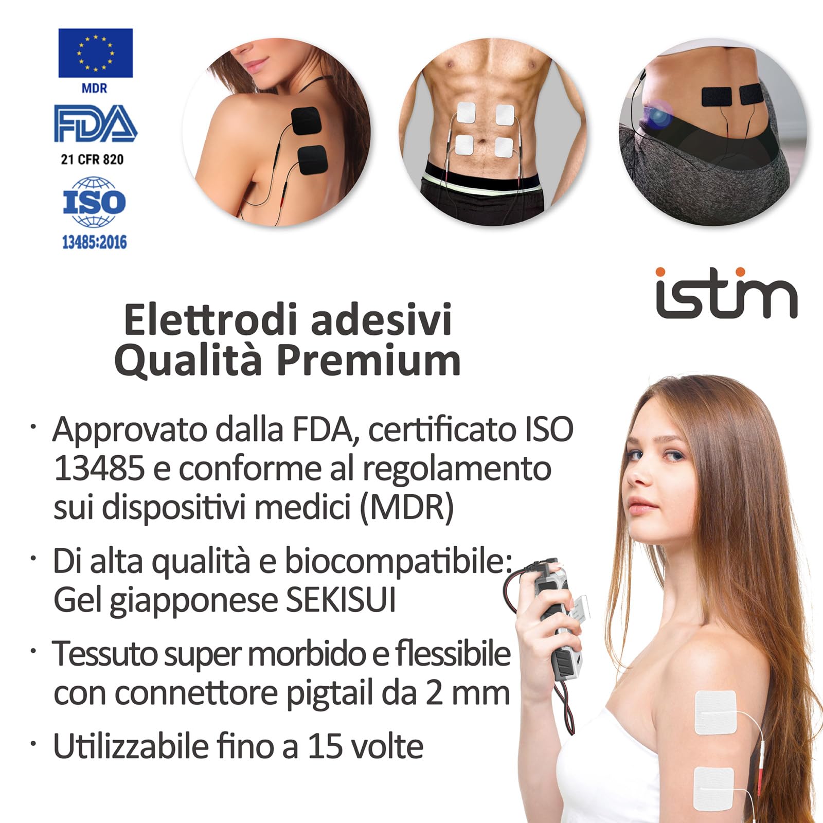 iSTIM EV-804 TENS/EMS Unità combinata a 2 canali - Stimolatore muscolare per sollievo dal mal di schiena, gestione del dolore e rafforzamento muscolare - 7 modalità, 24 programmi (8 elettrodi inclusi)