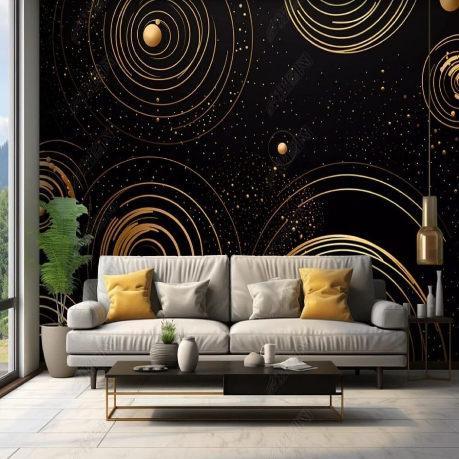 Papel pintado 3D dorado XLMING abstracto de seda lujoso para un comedor elegante