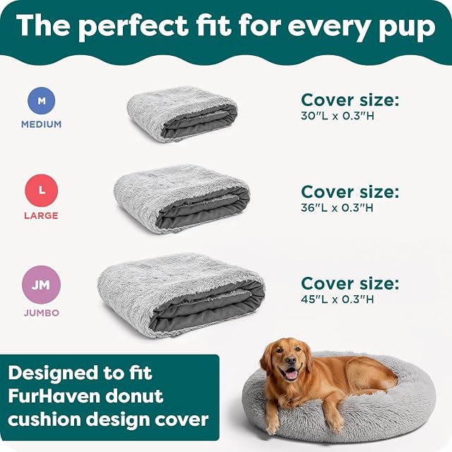Foto 6 de 8 de Furhaven Funda de Repuesto para Cama de Perro con Forma de Dona, de Felpa Larga, de Piel sintética