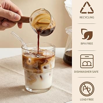 Haundry 14oz Glass Tumbler with Straw and Lid, Reusable Iced Coffee Cup Tumbler, Cute Glass Cups for Water, Matcha, Travel Coffee Mugs