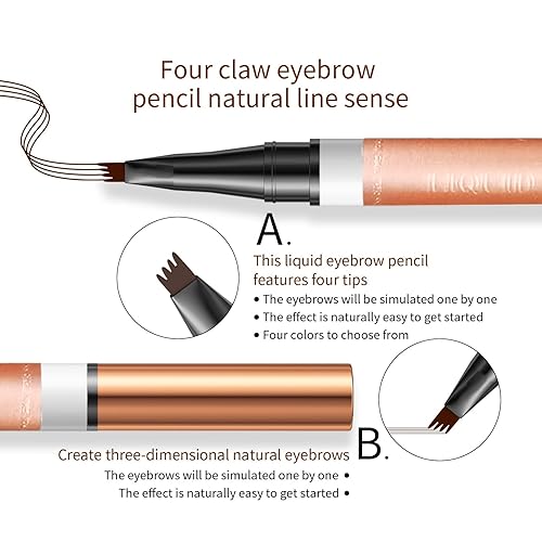 Miniatura 3 de Lápiz de cejas de 4 puntas, 6 colores, resistente al agua, de larga duración, herramienta de maquillaje profesional (2# marrón oscuro)