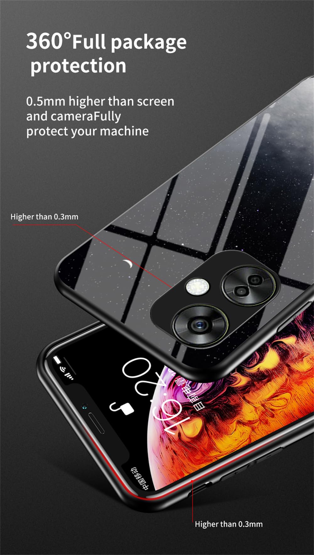 SHIEID Custodia Per OnePlus Nord CE 3 Lite/N30 Slim Cover Posteriore In Custodia Per Telefono In Vetro Sfumato Di Colore Protettiva Cover Per OnePlus Nord CE 3 Lite/N30 (Blue Stellato - Foto 10