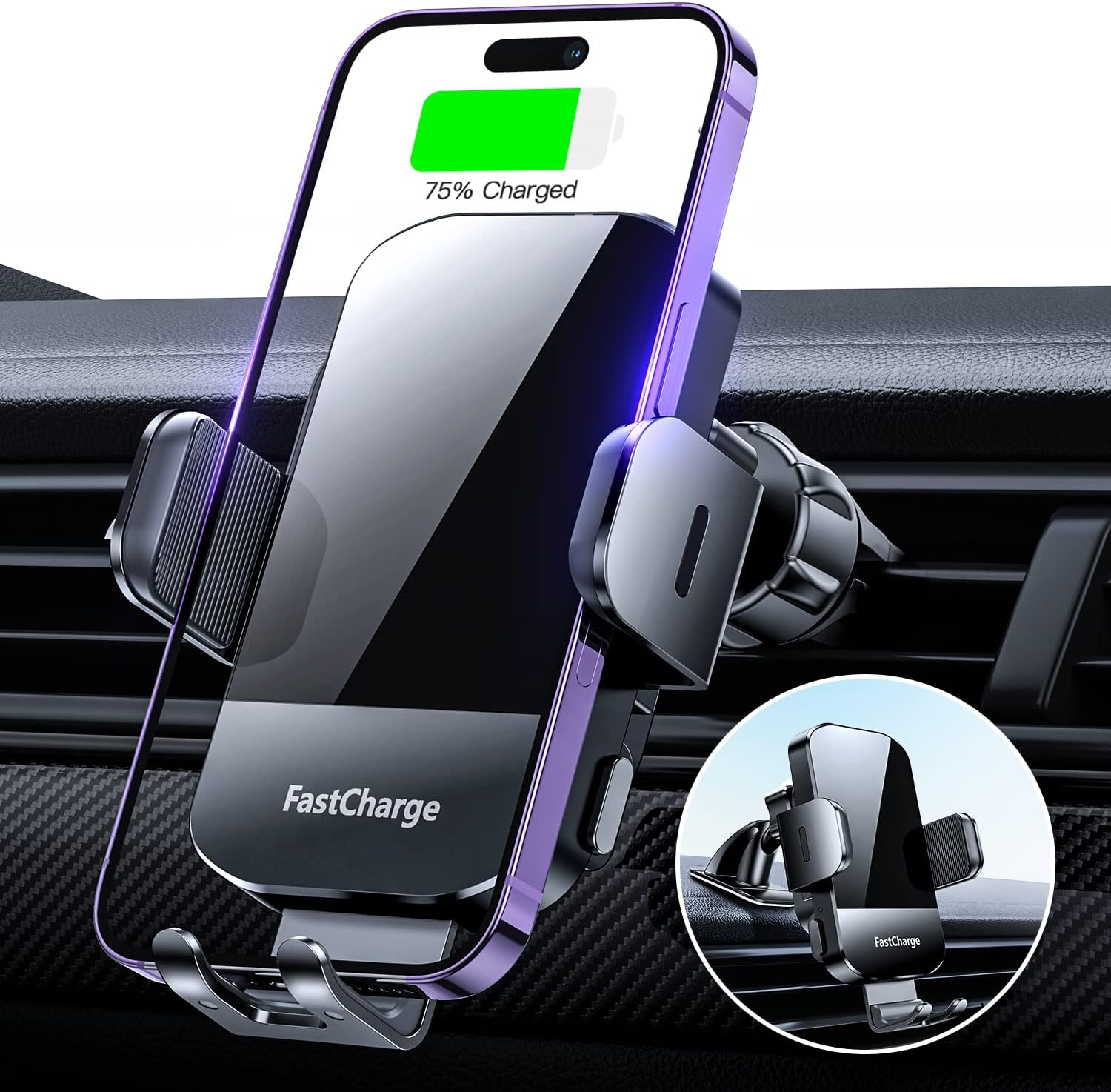 Wireless Car Charger, 15W Fast Charging Auto Clamping Car Charger Phone Mount Holder, Stick on The Dashboard for iPhone 14 13 12 11 Pro Max Xs, Samsung Galaxy S23 Ultra S22+ 21 S10+ S9+ Note 9, etc