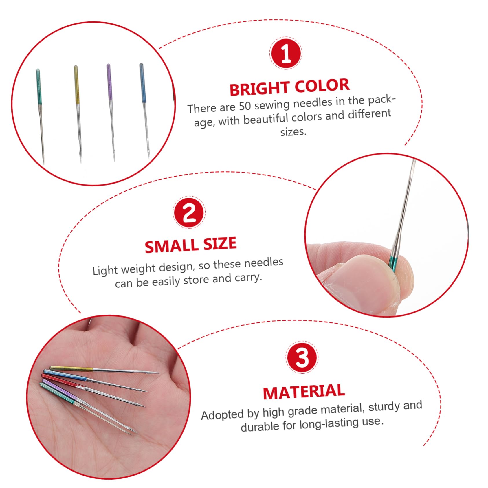 SEWOART Agujas para Máquinas de Coser Industriales 50 Pcs Metal Resistentes para Telas Elásticas Multiusos Costura Doméstica y Profesional