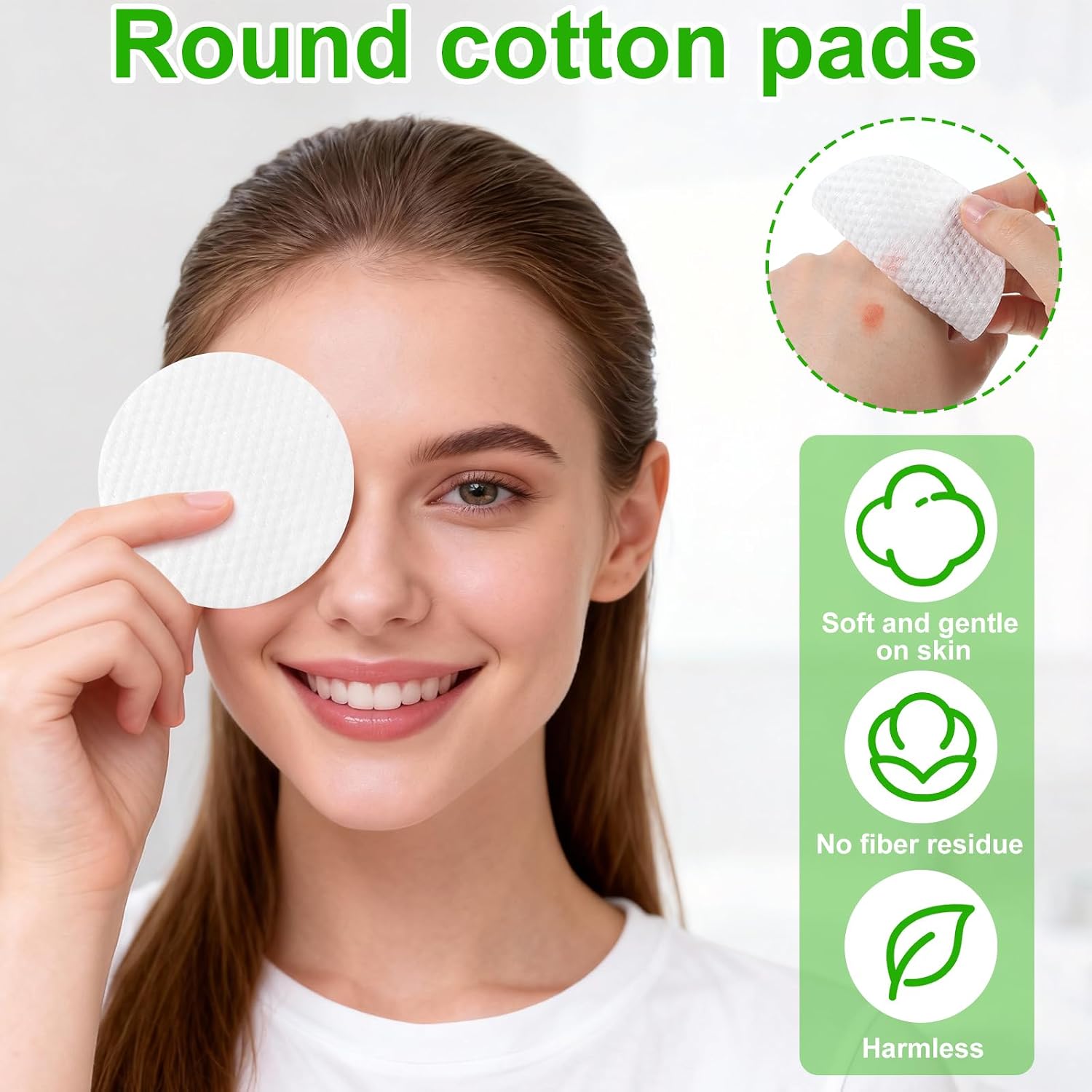 150 Pcs Extra Large Cotton Rounds for face, 3.14" Round Lint-Free Soft Cotton Pads for Makeup Removal, Nail Polish, Cleansing Face and Toner Application Use Wet or Dry
