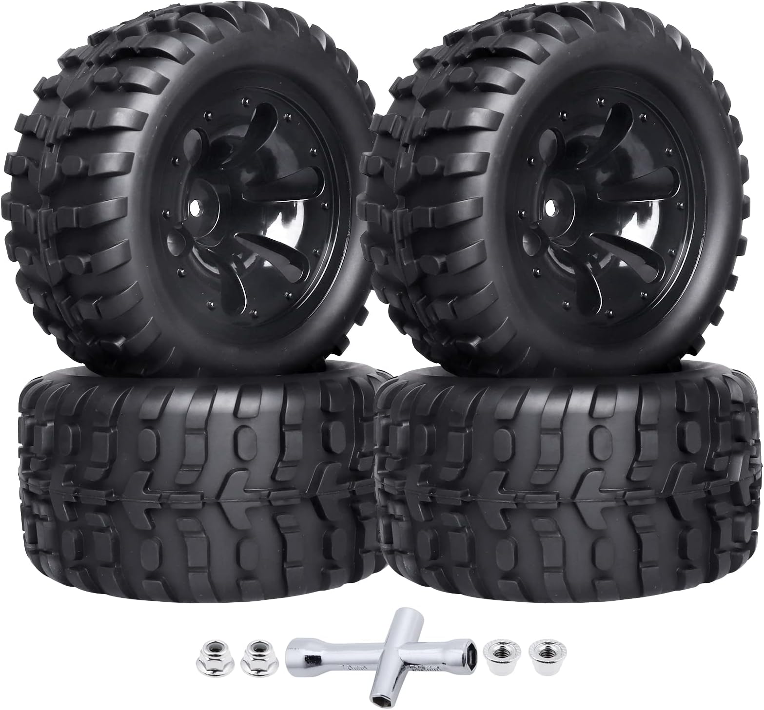 Amazon.com: 4X 1:10 RC Off-Road Car Wheel Tires 5 Spokes Wheel Rim 12 ...