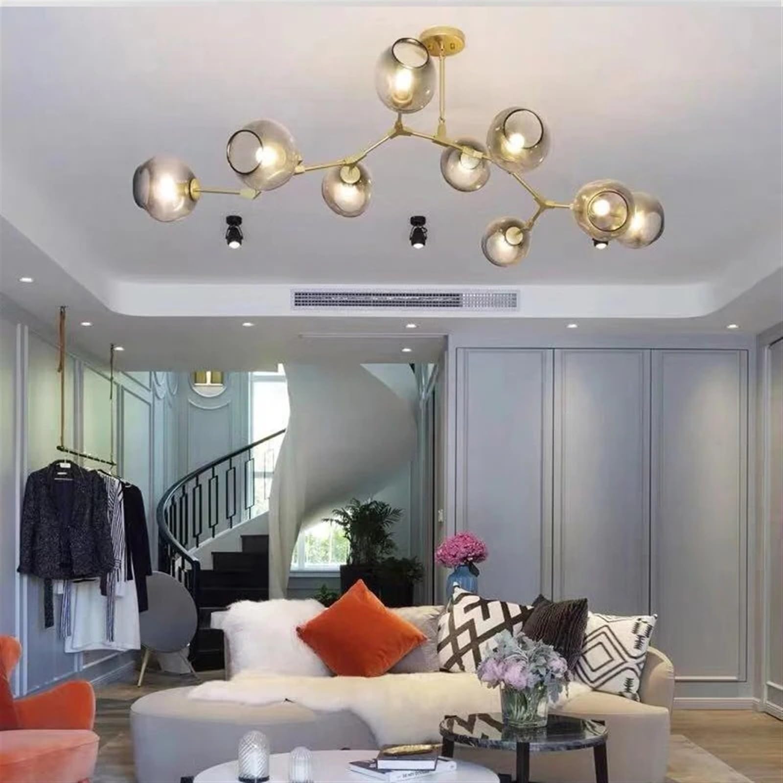 Lustre loft industriel salon et chambre SAGESWA à trois bras design