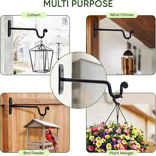 Miniatura 5 de Idzo Ganchos negros para plantas de pared de 7.5 pulgadas, capacidad para colgar 37.5 libras, soporte resistente para plantas colgantes al aire