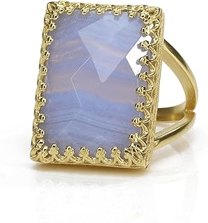 Anemone Jewelry Vintage Agate Ring - Lace Agate in 14k Gold-filled Ring Band - 14k Jewelry for Women for Any Occasion - Handmade Women Rings Sizes 3-12.5 - Free Fancy Box - Engraving Available