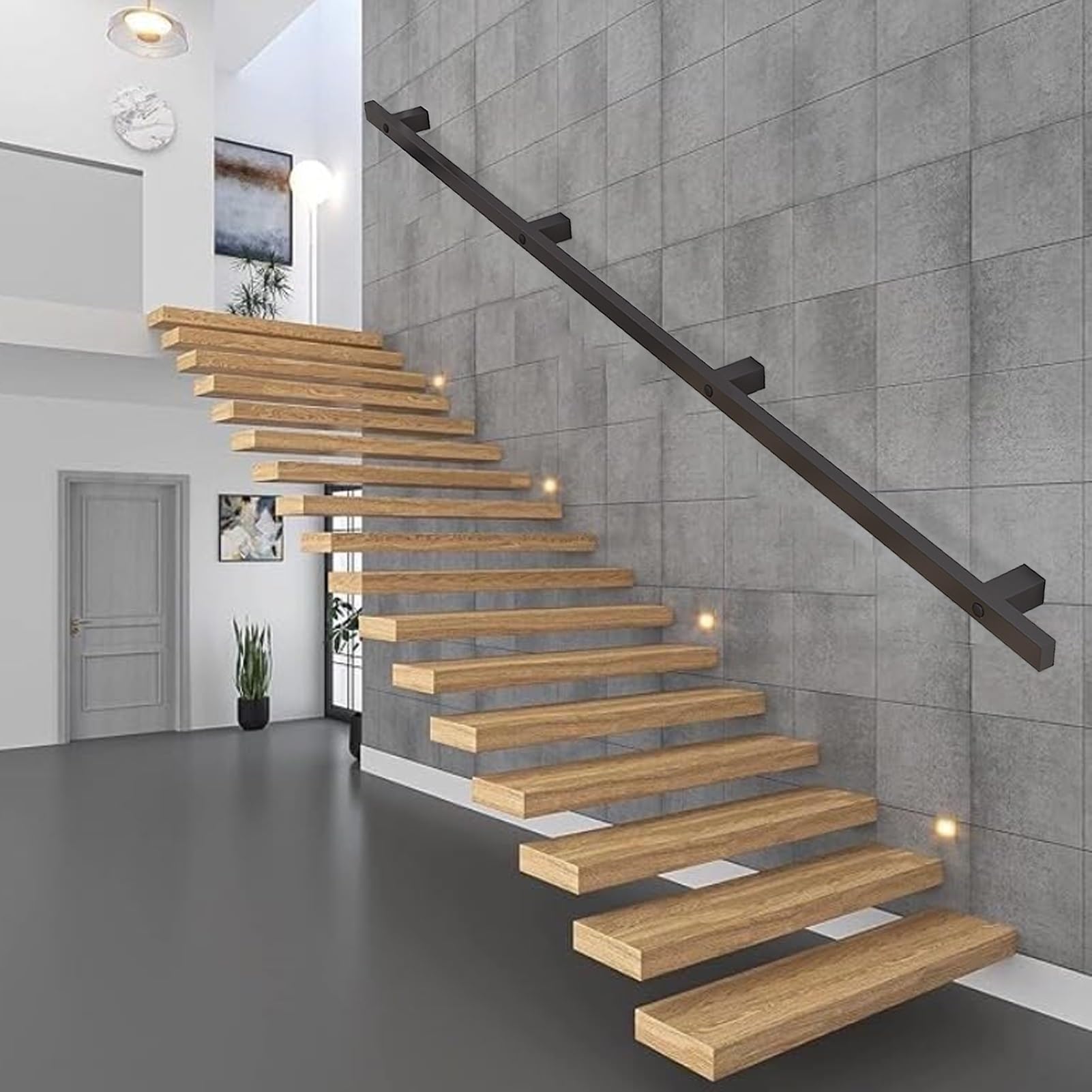 Rampe d'escalier en fer forgé anti-chute pour sécuriser les marches intérieures et extérieures
