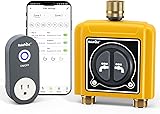 RAINPOINT WiFi Water Timer with Brass Inlet & Outlet,2 Zone WiFi Hose Timer for Lawn,WiFi Sprinkler Controller via APP/Voice Control,Automatic Watering System by Time/Weather/Quantity/Soil Moisture 2 Zone Timer Brass Outlet
