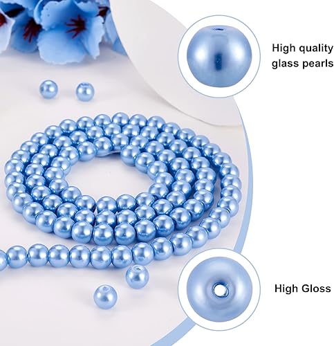 Miniatura 2 de KISSITTY 105 unidadeshebra 516 pulgadas azul cielo satinado brillo cristal redondo perla espaciador cuentas 0.315 in cuentas sueltas para bricolaje