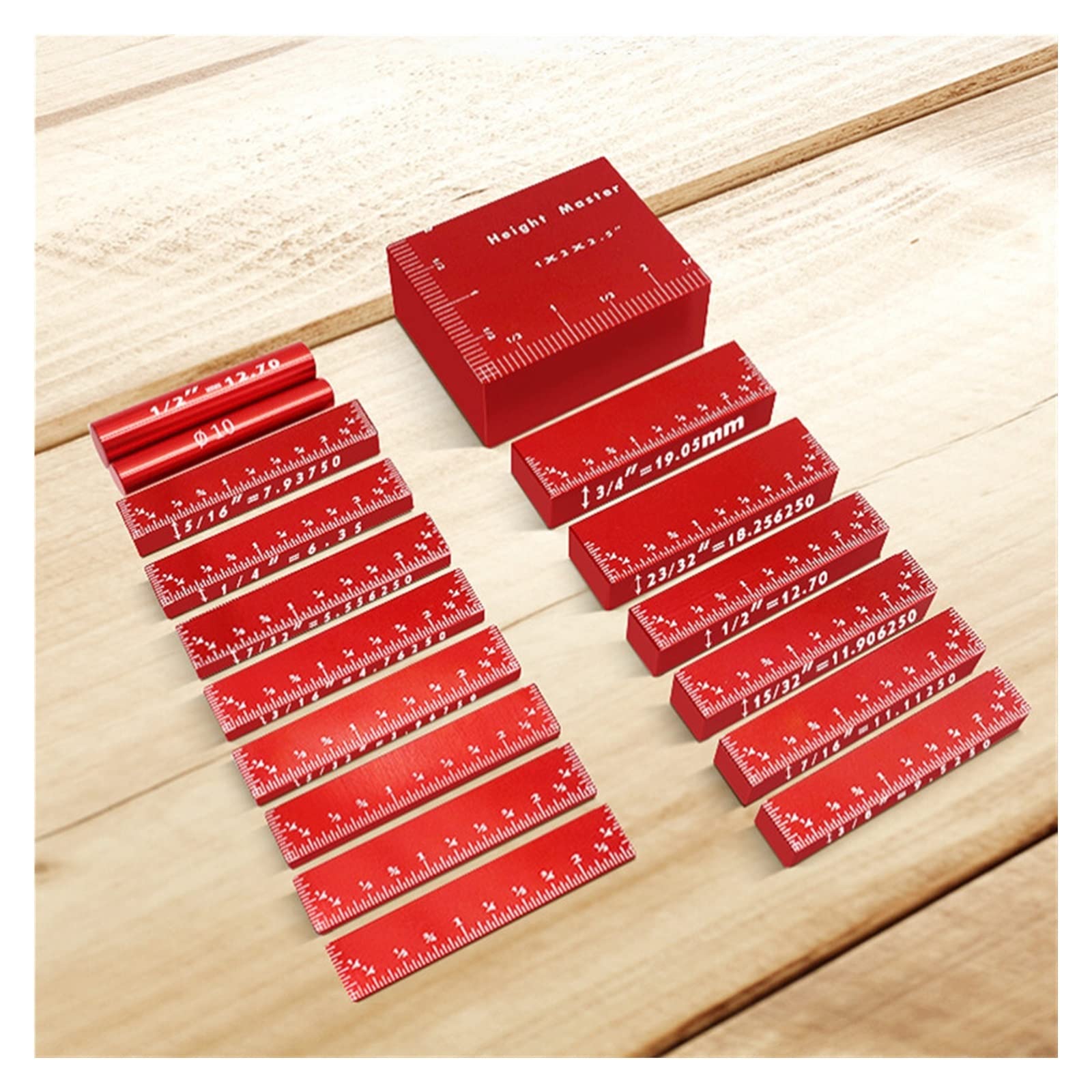 Bloki pomiarowe wysokości, 7 szt. Aluminiowych prętów konfiguracyjnych(Red)
