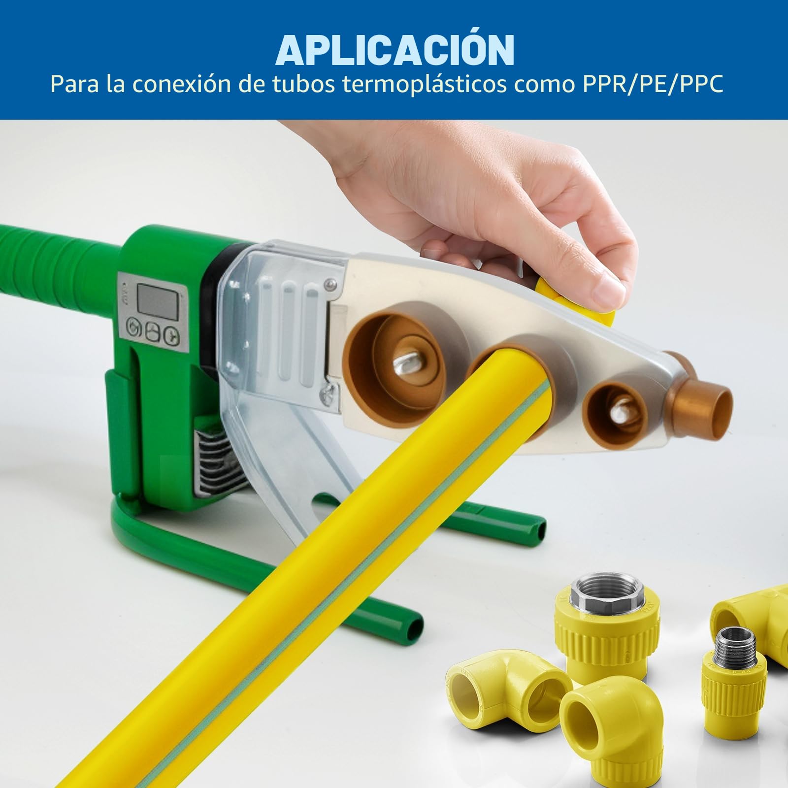 Soldadora de tubos de 2000W, soldador de tubos con pantalla digital, soldador de plástico (20-25-32-40-50-63mm), soldador de tubos para PPR/PB/PE/PERT, 150°C~340℃, para conexiones de tubos estables y