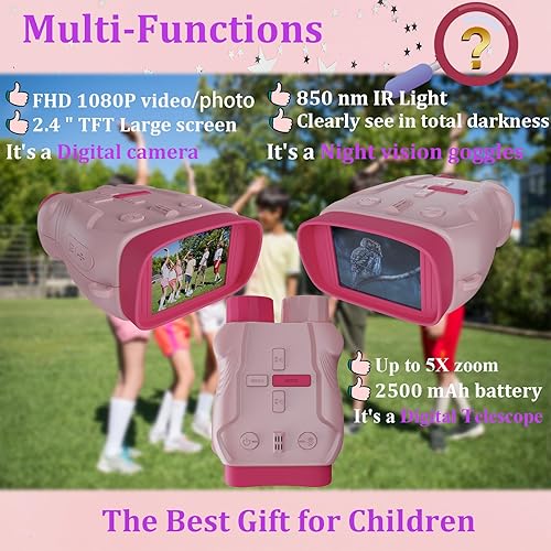 Miniatura 2 de Nvgfelis Gafas de cámara y visión nocturna para niños y niñas, regalo de cumpleaños de Navidad para niños, binoculares de visión nocturna para niñas