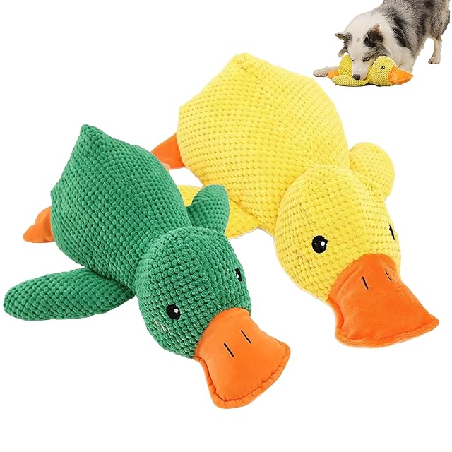 YuchiFa Juguete calmante para Perros, Juguete para Masticar Perros de Peluche Amarillo, Juego Interactivo