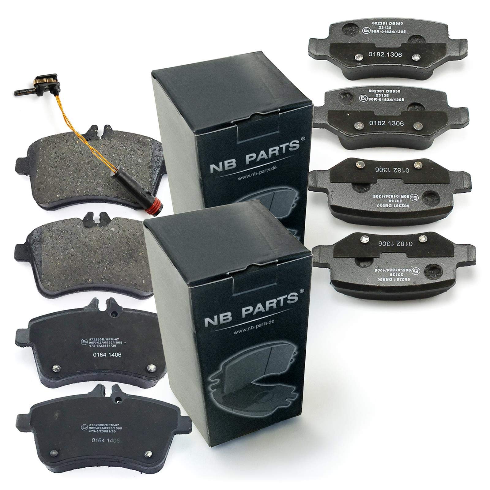 NB PARTS Bremsbeläge + Warnkontakt vorne hinten passend für Mercedes-Benz A B-Klasse W169 W245