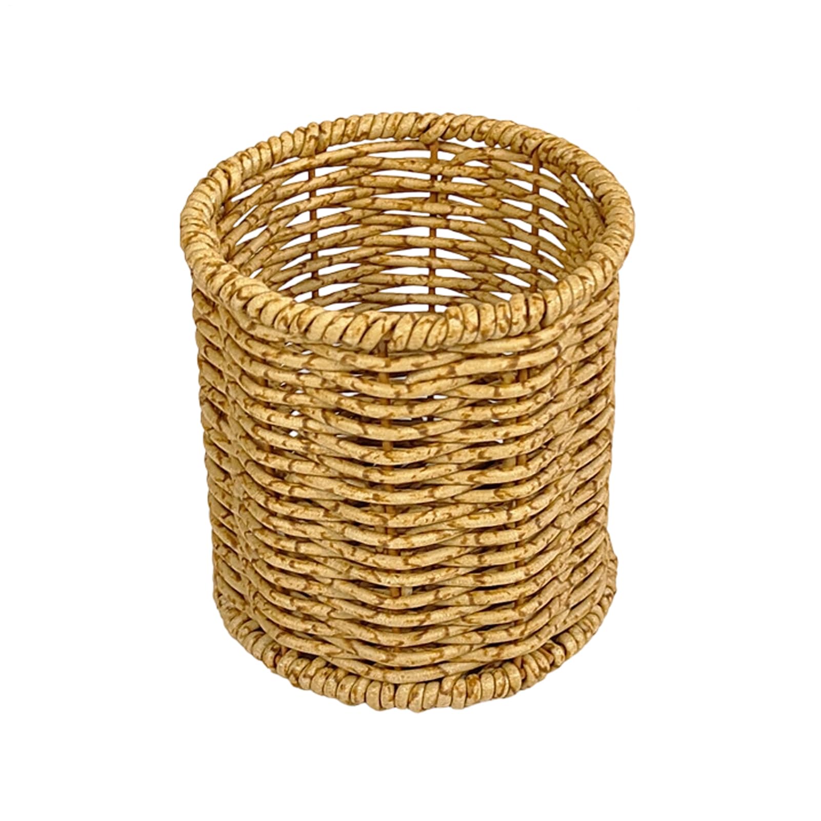 Round Wicker Basket Pencil Holder, Multifunctional Organization Solution, 10x11cm, Rattan Pen Holder, Vanity Storage Cup, Versatile Multi-Room Organizer, For Home Office Classroom