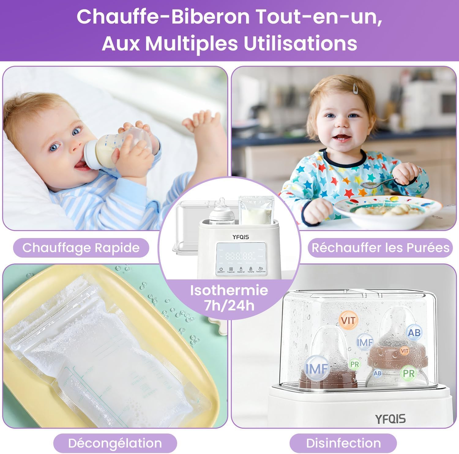 Scaldabiberon e Sterilizzatore Biberon 10 in 1,Scalda biberon e Scalda Pappa 230W Riscaldamento Rapido e Sbrinamento,con Display LCD,Timer,Mantiene il Calore,Senza BPA