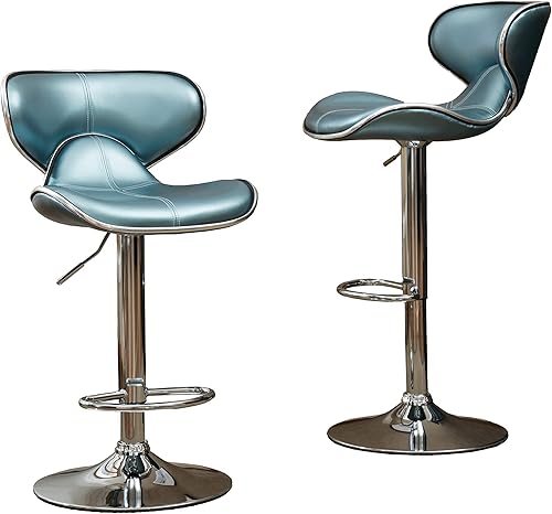 Miniatura 14 de Roundhill Furniture Masaccio - Taburete de bar giratorio de cuero sintético acolchado (2 unidades), color gris