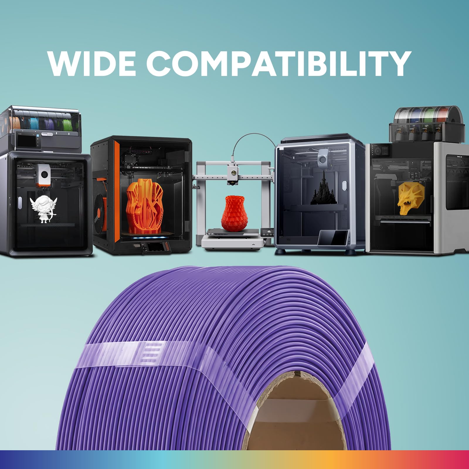 OVERTURE 2 kg PLA wkład filament 1,75 mm do drukarki 3D, opakowanie 2 szt. 1 kg PLA do szpuli wielokrotnego użytku firmy Bambu Lab, dokładność ± 0,02 mm (fioletowy+zielony)