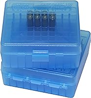 Vista 2 de MTM Caja de munición con tapa abatible para 100 balas calibre 38/357 (Azul claro)
