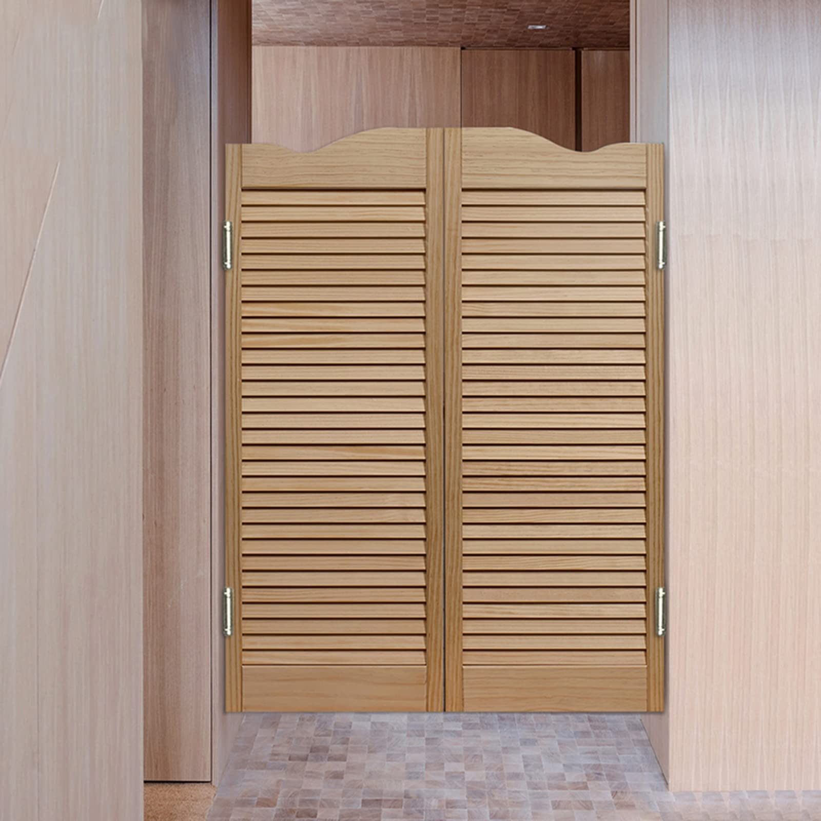 Portes Battantes,Porte Battante De Volet,Porte De Cow-Boy En Bois Massif Cloison De Porte Bar Cuisine Fermeture Automatique Clôture Demi-Taille Porte,Taille Personnalisée,B,W90xH70cm(35x27.5in)
