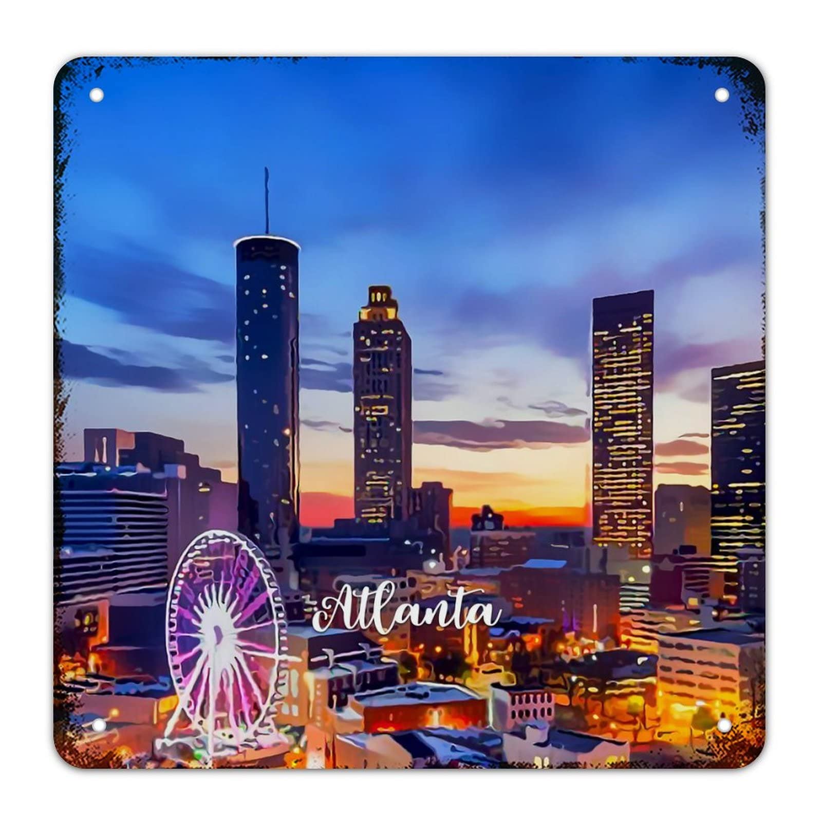 Plaque métal Georgia Atlanta décoration rustique pour habiller un mur vide de cuisine ou chambre