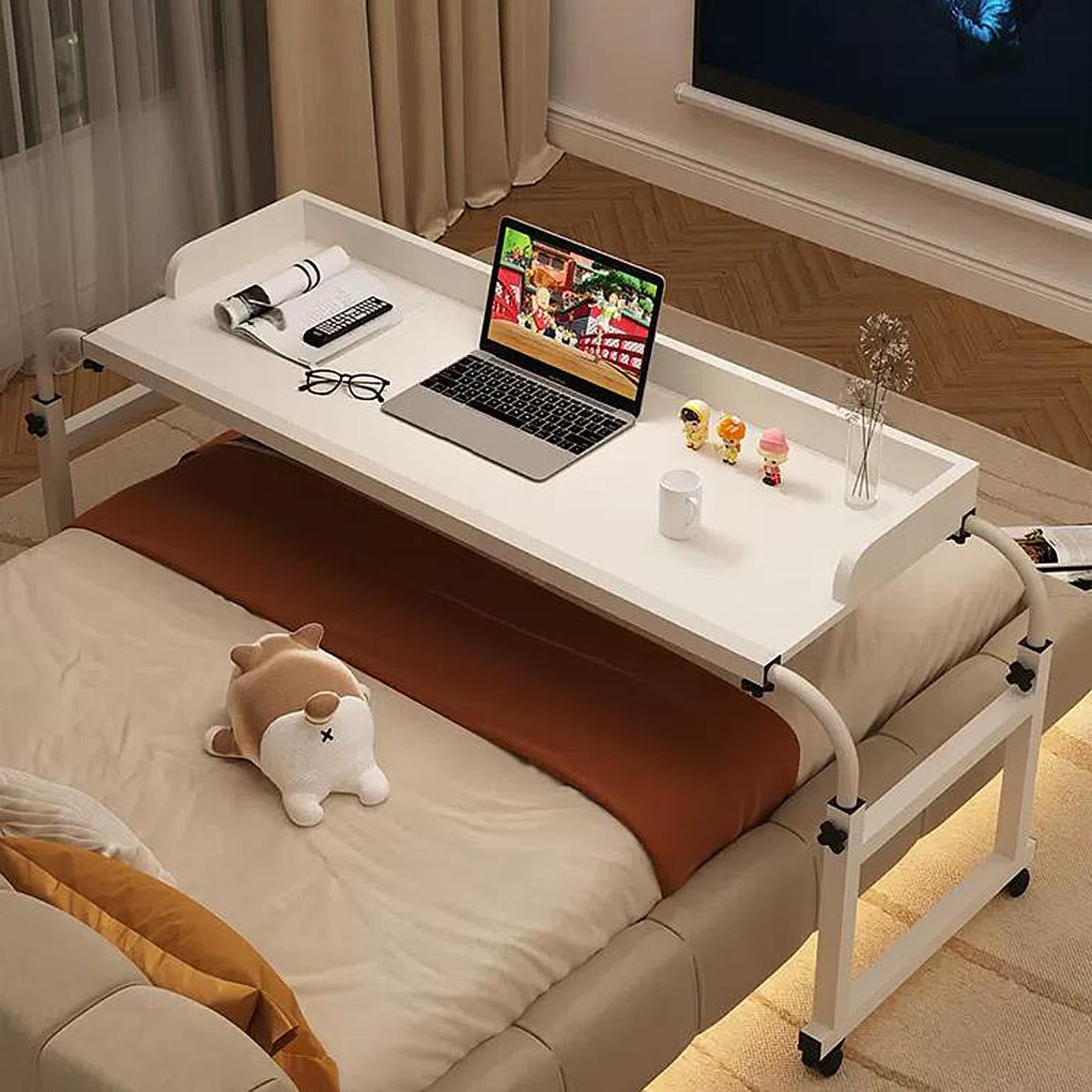 Table de lit pour ordinateur portable extensible de 115 à 210 cm réglable en hauteur