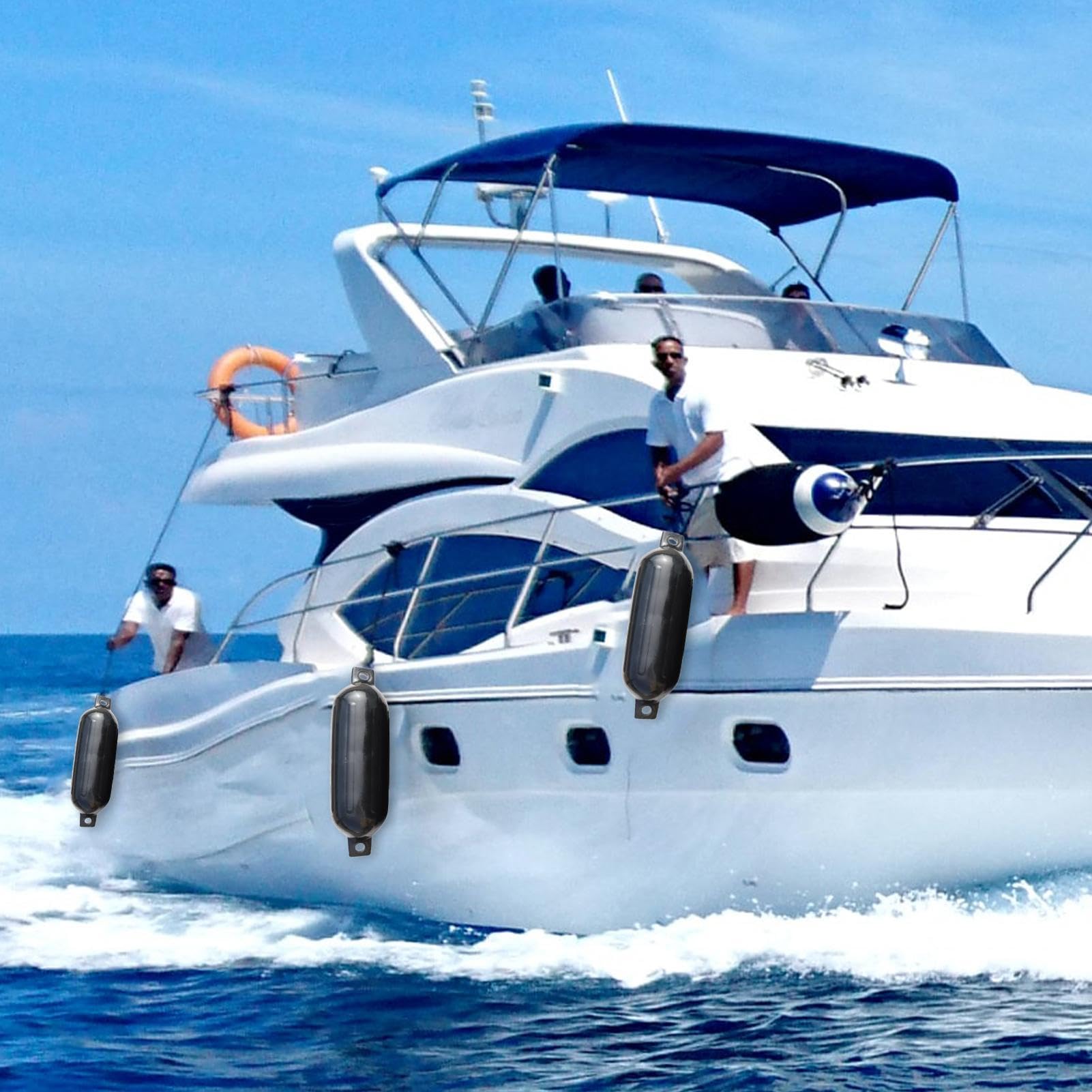 Paraurti gonfiabili per barche - Parafanghi in PVC resistente | Protezione per pontone | Parete extra spessa 0,41 cm, 2 corde e aghi ad aria, protezione per ormeggio di yacht, canoe, kayak e vela
