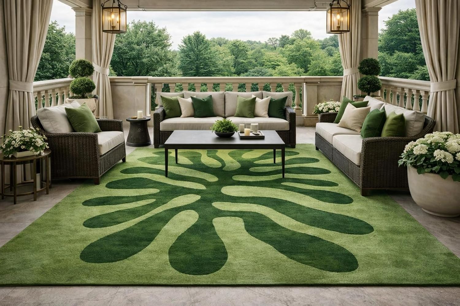 Monstera Leaf Area Rug, Green Botanical Design, Modern Home Decor, Tropical Plant Pattern (10 * 14 feet)