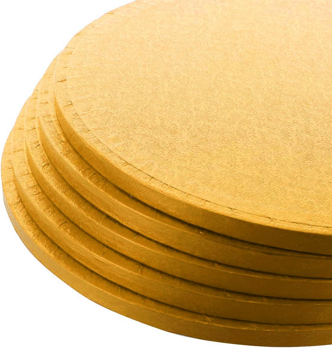 LARRYROO Pack of 5 Round Cake Drums 13mm Thick Boards Colourful Foil Covered (Gold, 18 Inches)