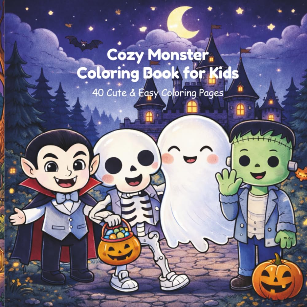 COZY MONSTER COLORING BOOK: 40 Cute & Easy Coloring Pages