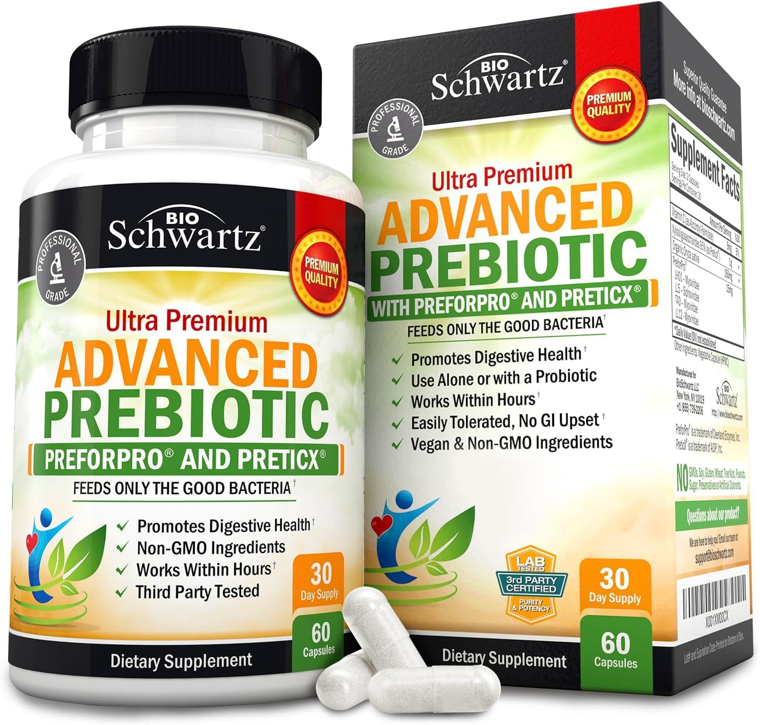 Prebiotics for Advanced Gut Health – Immune System Support & Dietary Fiber – Fuels Good Bacteria Growth to Promote Digestive Health – Gas & Digestion Support – Probiotics for Men & Women – 60 Capsules Prebiotics for Advanced Gut Health – Immune System Support & Dietary Fiber – Fuels Good Bacteria Growth to Promote Digestive Health – Gas & Digestion Support – Probiotics for Men & Women – 60 Capsules