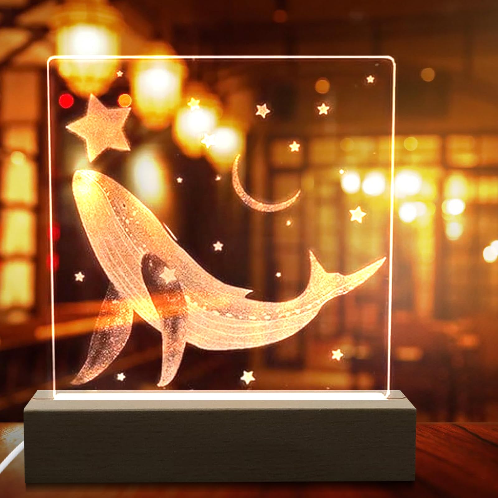 2 Stück LED Display Sockel Holz - Beleuchtete Basis Für Kristall & Glas Kunst