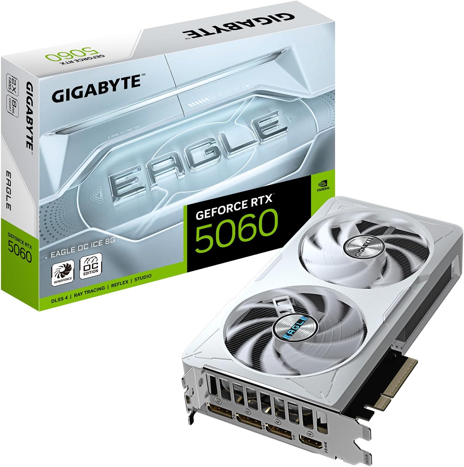 Gigabyte GeForce RTX 5060 EAGLE OC ICE 8G Graphics Card - 8GB GDDR7, 128bit, PCI-E 5.0, 2550 MHz Core Clock, 3 x DisplayPort, 1 x HDMI, GV-N5060EAGLEOC ICE-8GD: image 1 of 8