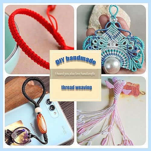 Miniatura 4 de Cordón de nailon de 109 yardas de 0.039 in para abalorios chinos de macramé, pulsera de amistad, fabricación de joyas (rojo)