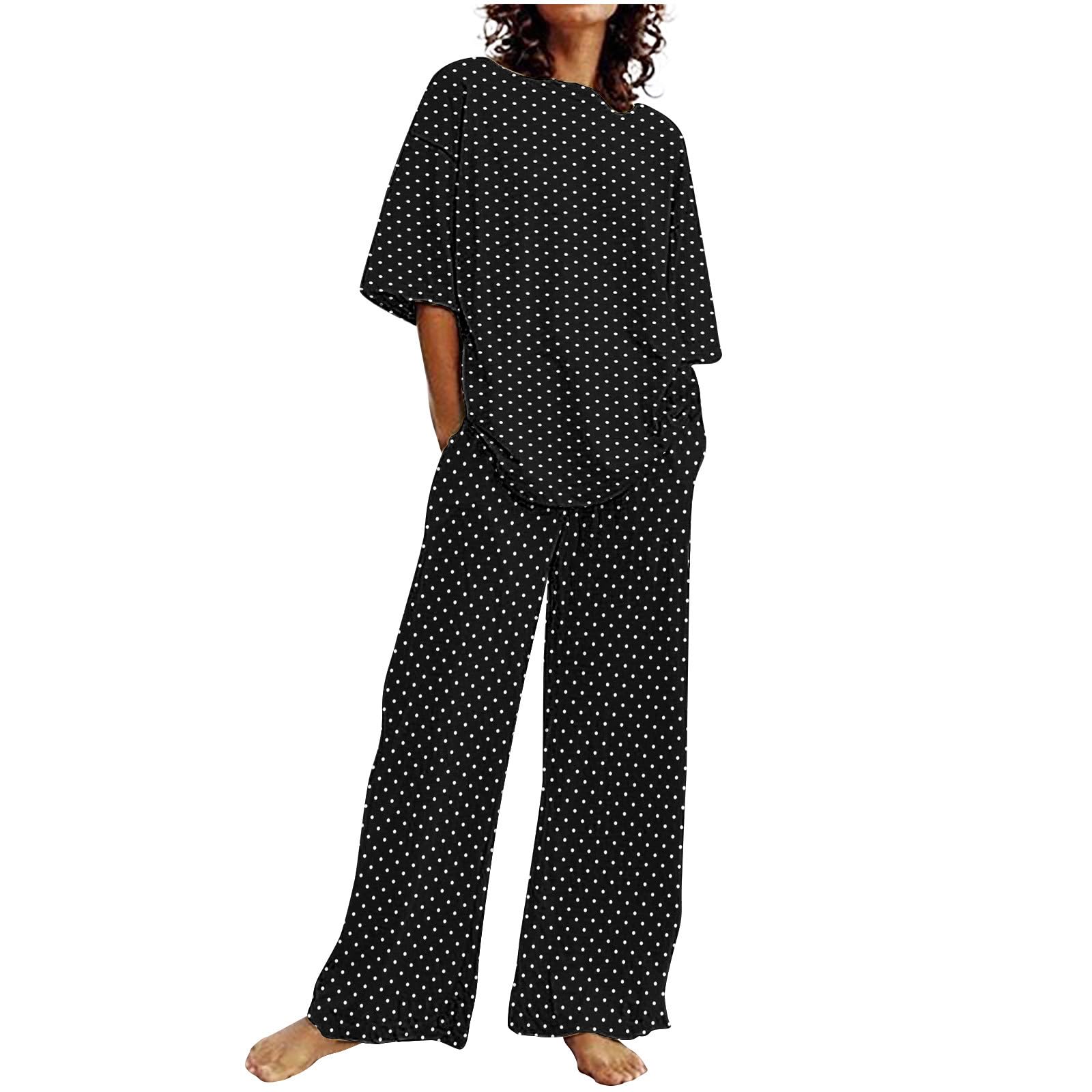 NUSGEAR Conjunto Dos Piezas Mujer Casual Algodón Lino Camiseta manga corta y Pantalones verano otoño Deportivo Suelto Traje Cómodo Conjunto Casa Moda Color sólido Chandal ligera Talla grande 2024
