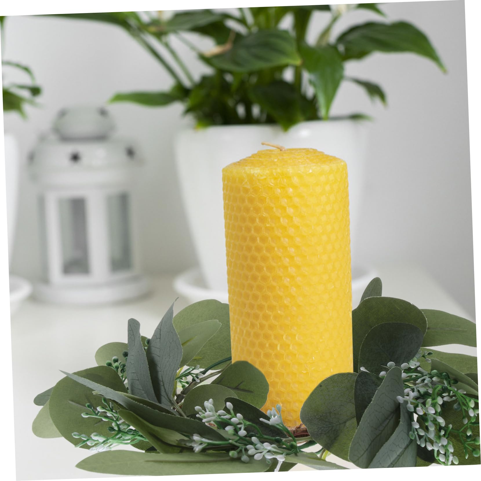 PRETYZOOM 5piezas Guirnalda De Velas Artificiales Eucalipto para Decoración De Fiestas y Comedores Adorno De Mesa De Eucalipto