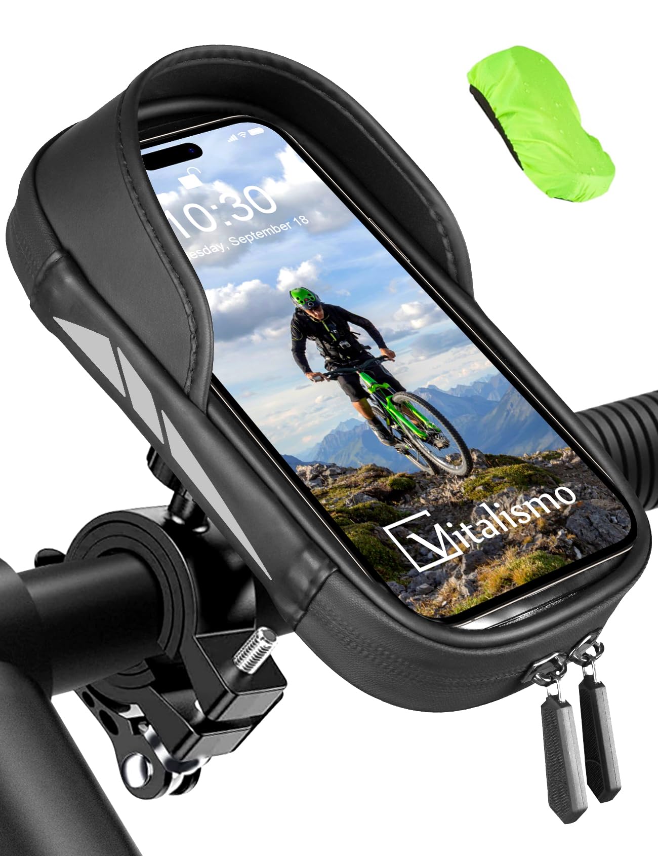 Vitalismo Porta Cellulare Bici Moto Impermeabile per Telefono 7 pollici | Borsa da Manubrio Bici con Parapioggia, Rotazione 360, Touch Screen, Porta Telefono per Bici MTB Moto Monopattino Elettrico