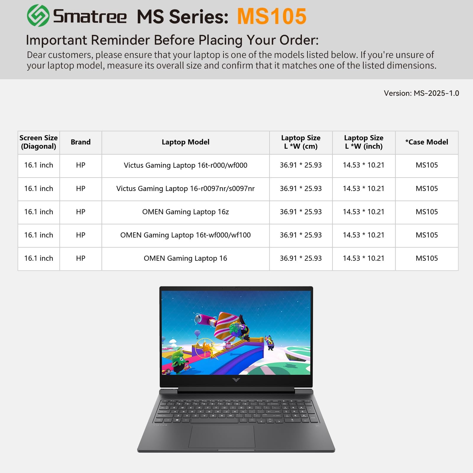 Smatree Funda rígida de EVA para portátil MS105 Funda con Soporte Compatible para 16,1 Pulgadas HP OMEN 16z/16t/16, 16,1 Pulgadas HP Victus Gaming portátil 16t/16