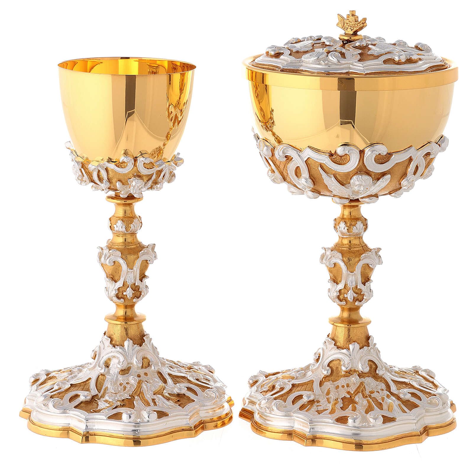 Holyart Chalice and Ciborium Miracles Scenes, CiboriumCiborium Diameter: 13 cm|Ciborium Height: 26 cm|Chalice Capacity: 300 ml|Chalice Height: 22 cm