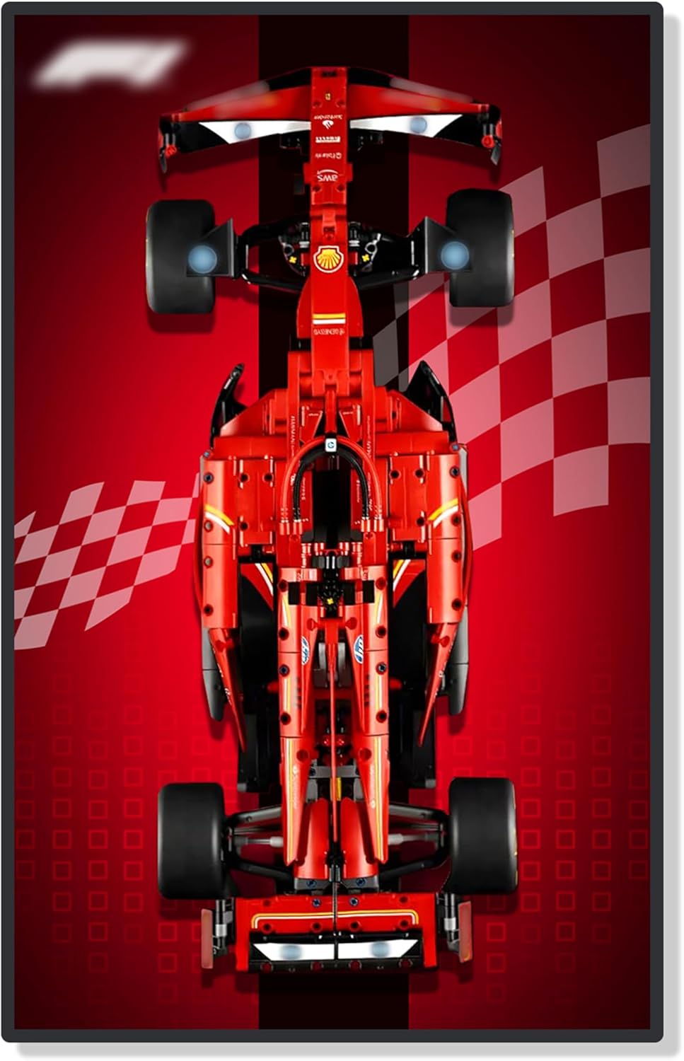 (Similar to)Display Wallboard for Lego Technic Ferrari SF-24 F1 Model Car Kit Building Set 42207,Ferrari f1 Adult Collectibles Wall Mount ,For lego f1 display,Home or Office Décor, Gradient Color (No Car Included for LEGO F1 Ferrari 42207